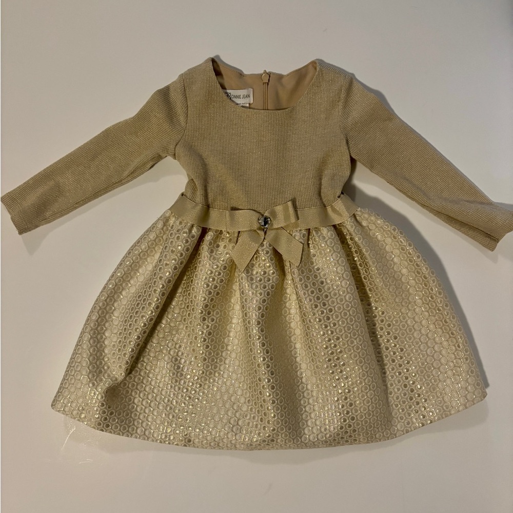 2T Elegant Gold Christmas Holiday Special Occasion Kids Dress